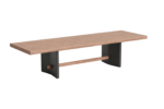 FITZ ROY kerti étkezőasztal 310 × 100 cm – Dining table Fitz Roy, lava aluminium frame, robust teak table top, 310x100 cm, front left, top and base in view.